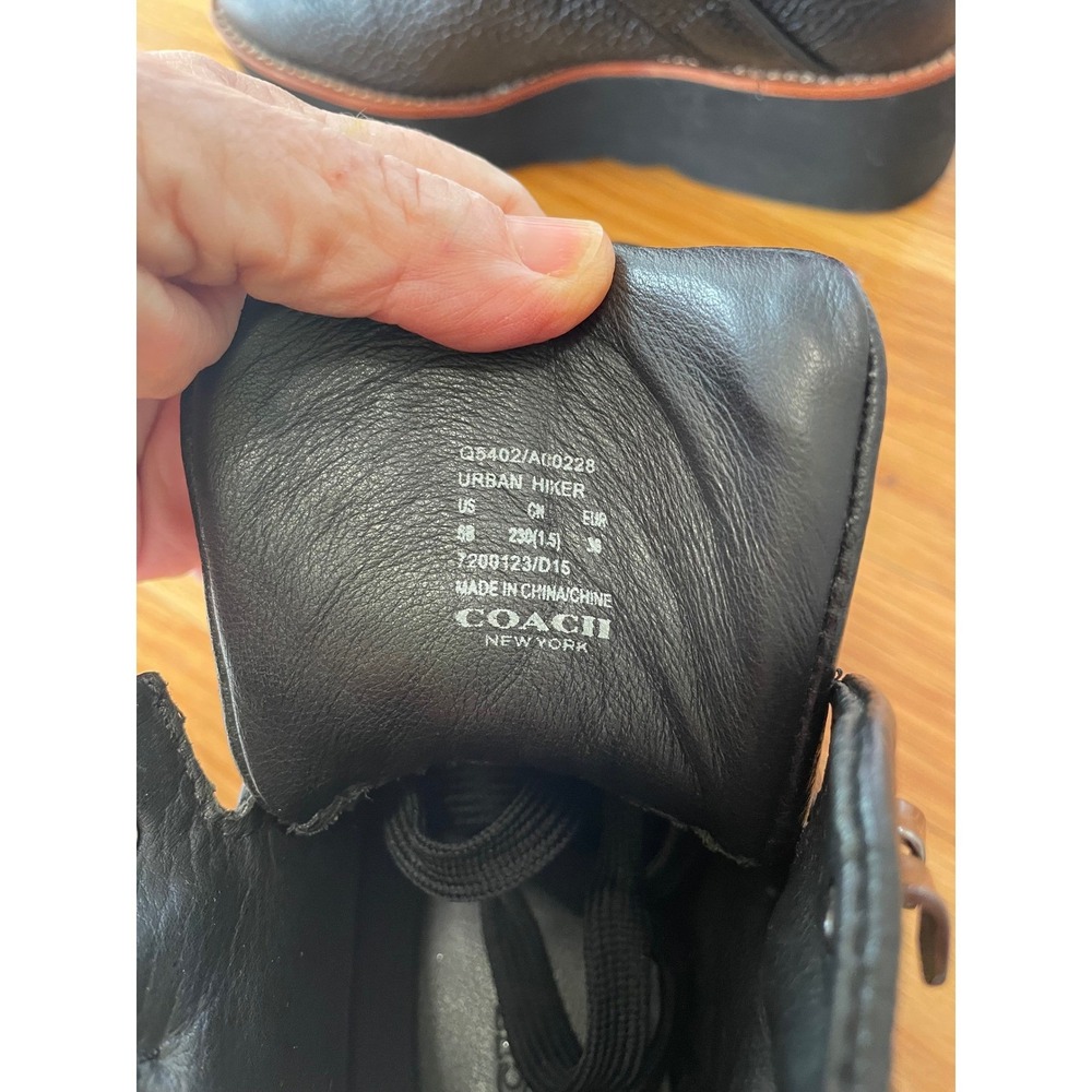 Coach Urban Hiker Boots Size 6 Black Leather‎ Platform Lace Up Ankle Streetwear - Picture 9 of 10